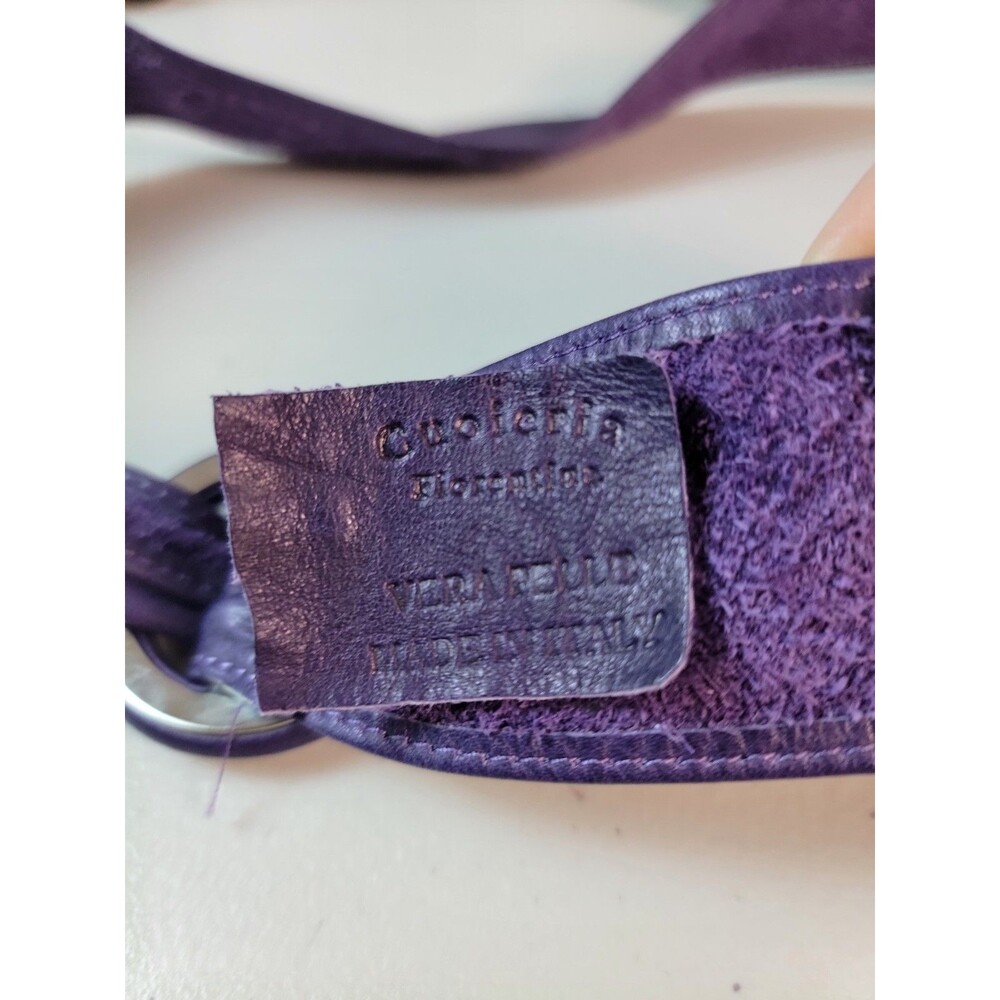 Cuoiofficina Firenze Purple Women’s Wide Waist Belt Round Buckle Adjustable - Picture 3 of 16